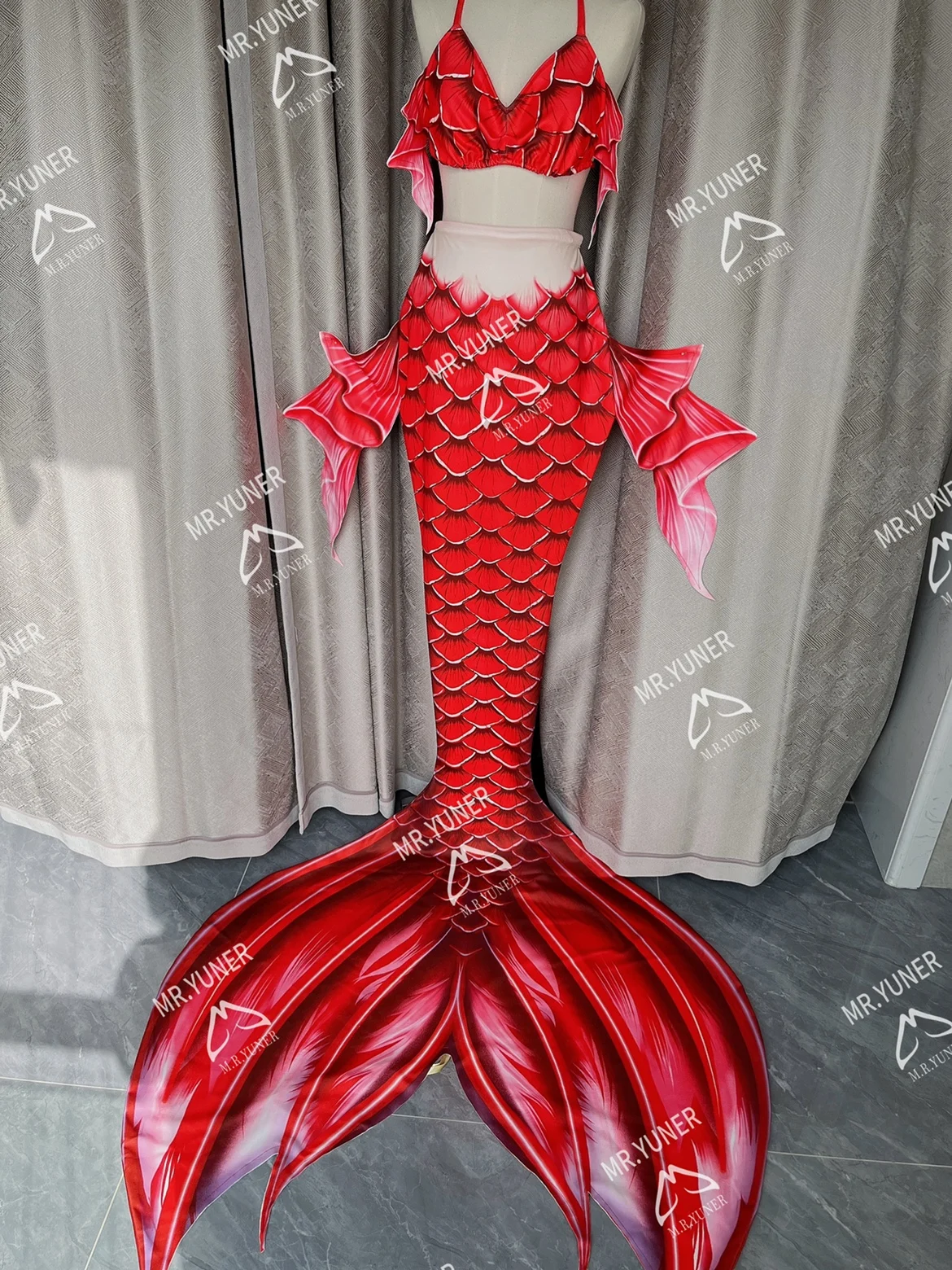 New HD Print Koi Mermaid Big Fish Tail Aquarium Professional Performance Mermaid Costume Free Diving Mermaid Skirt Swimsuit g16