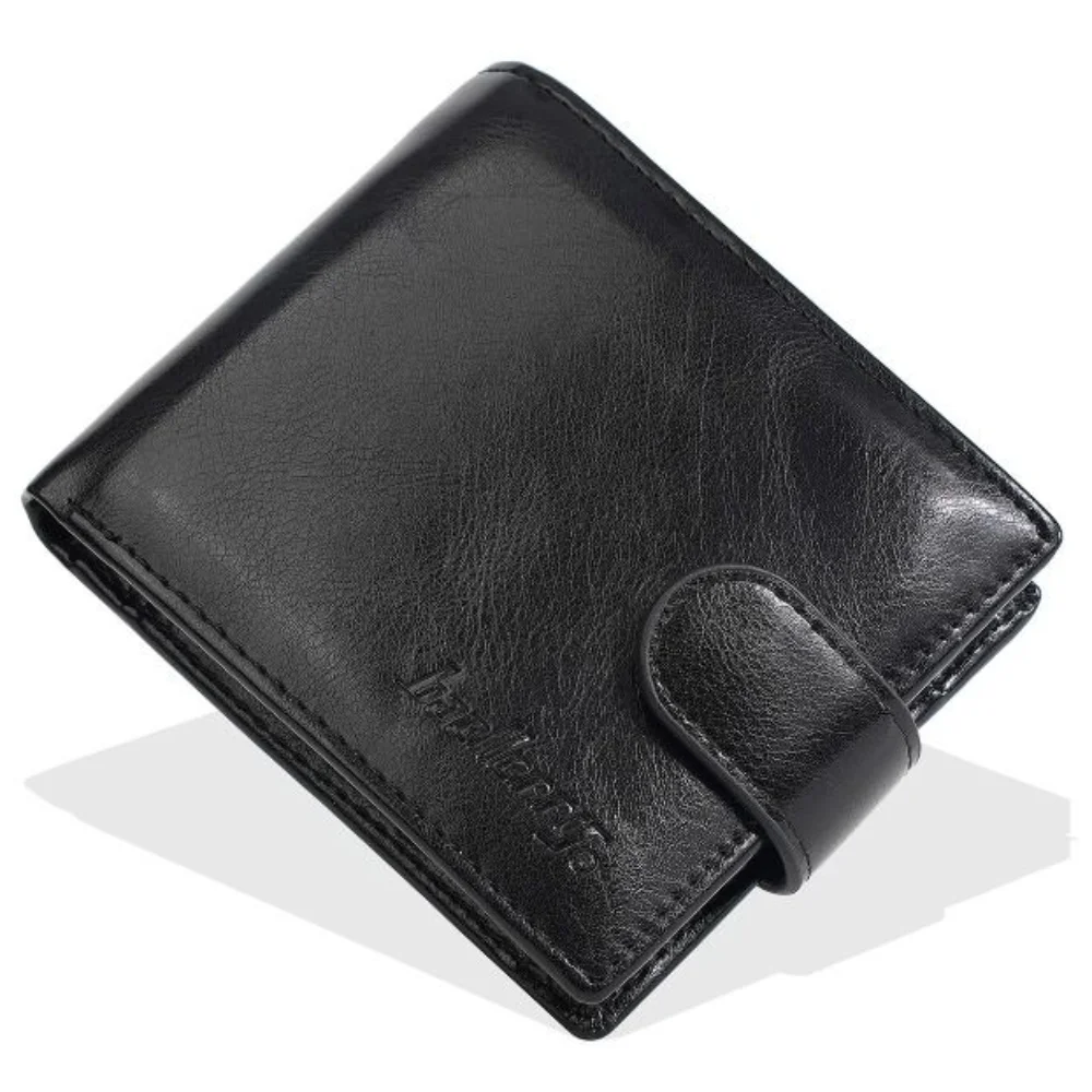 

Buckle 2 Fold Wallets PU Leather With Coin Pocket Men's Short Wallet ID Badge Holder Credit Card Case Anti-theft Cash Bag