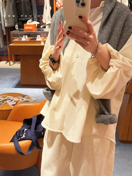 

PKHHK Special 2025 Loose Comfortable irt Lantern Sve Two-Way Wear Casual Sle Polyester Material Warm Long Sve round...