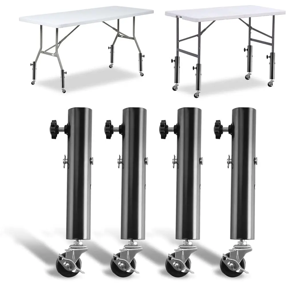 

Регулируемые ножки для мебели с колесиками - Комплект из 4 металлических удлинителей для ножек стола - Высота от 5,1 до 6,7 дюймов, съемные ножки для стола
