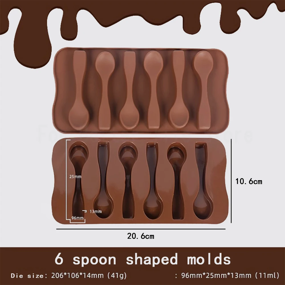 Silicone Baking Cake Decorating Chocolate Mold Ice grid DIY Six Spoons Mould Baking Chocolate Donuts Bakeware Pastry Moulds