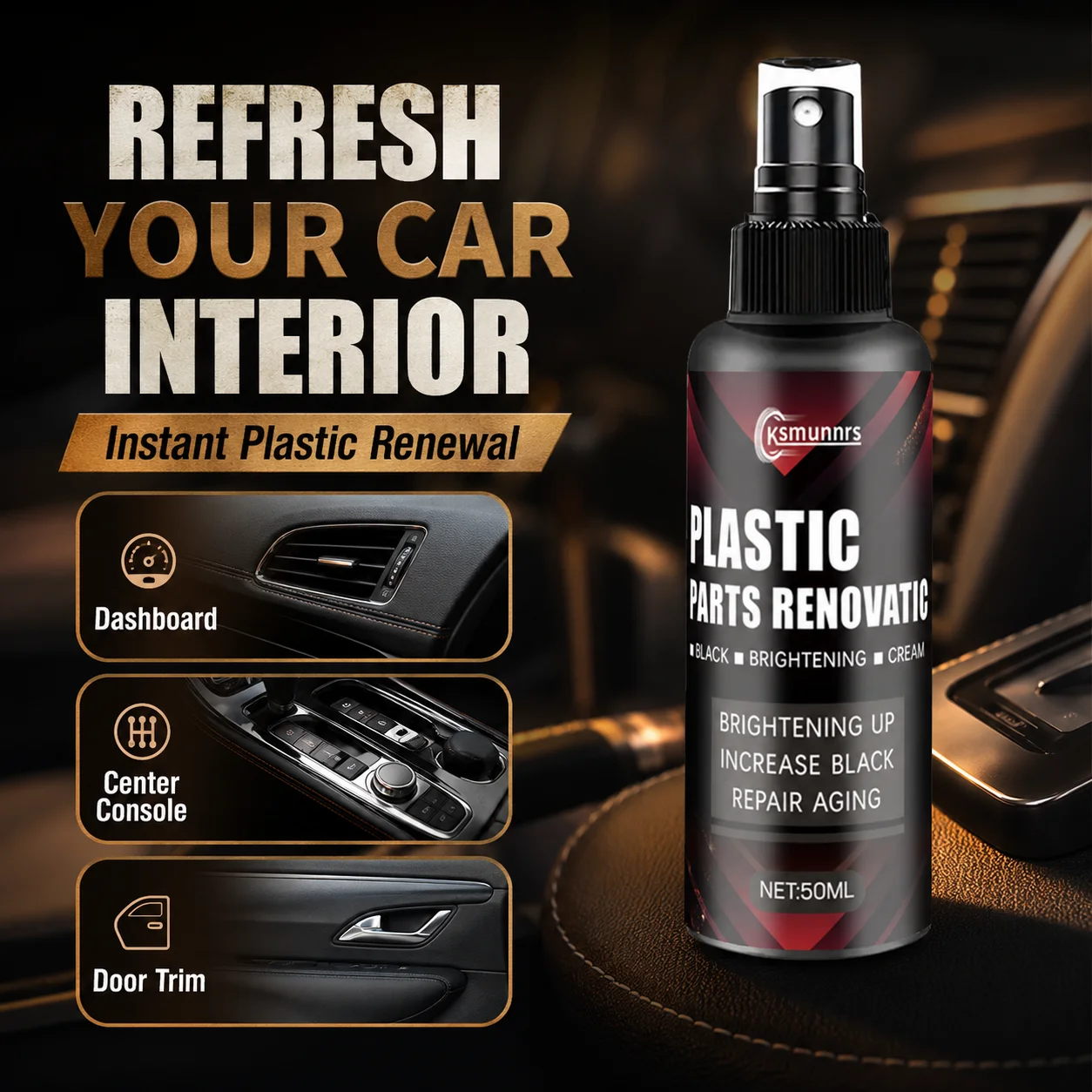 Automobile hide plastic cleaning spray, interior refurbishment protector, long-term hydrophobic scratch resistant coating, in