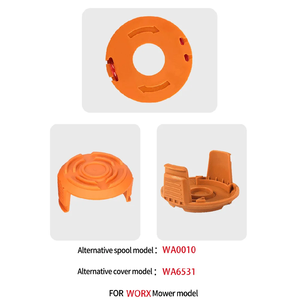 ガーデンストリングトリマー部品、スプールカバー、Worx gtトリマーのオレンジ色のプラスチック交換、wg155s、wg150s