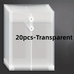 20 Pcs Envelopes With Cord Buckle,Super Thick A4 Size Plastic Folder With Extended Angle Braces,Reusable Clear Envelopes