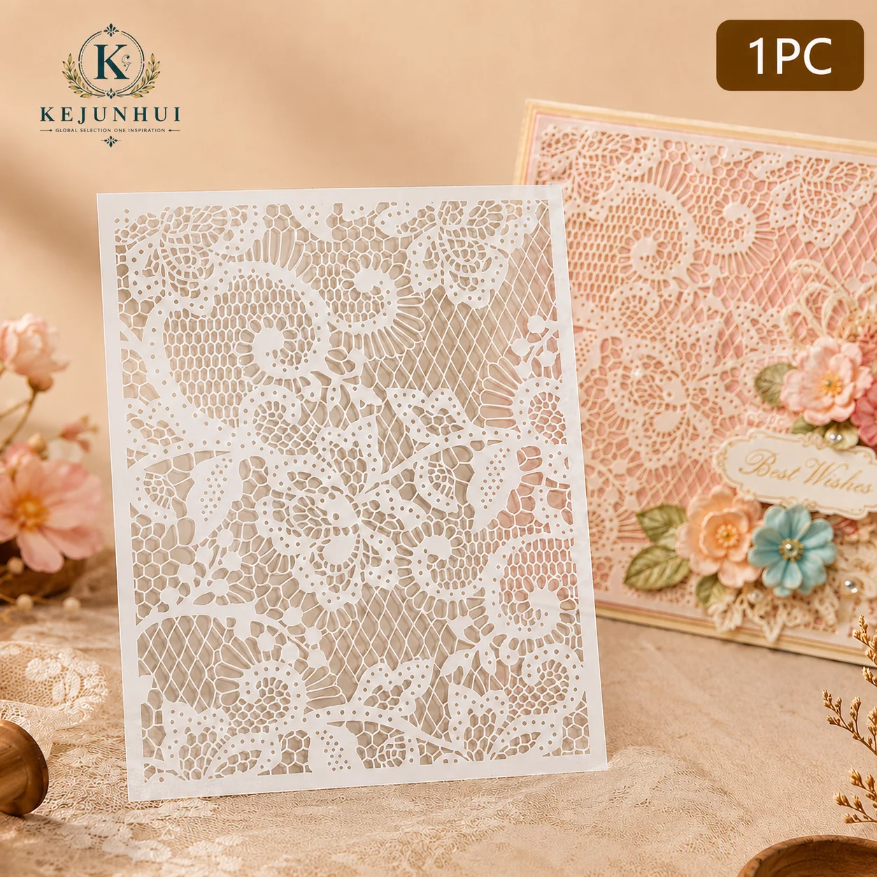 1Pc 8x10in Floral Lace Stencil Reusable PET DIY Painting Stencils Background Pattern Craft Template Wall Wood Fabric Decor