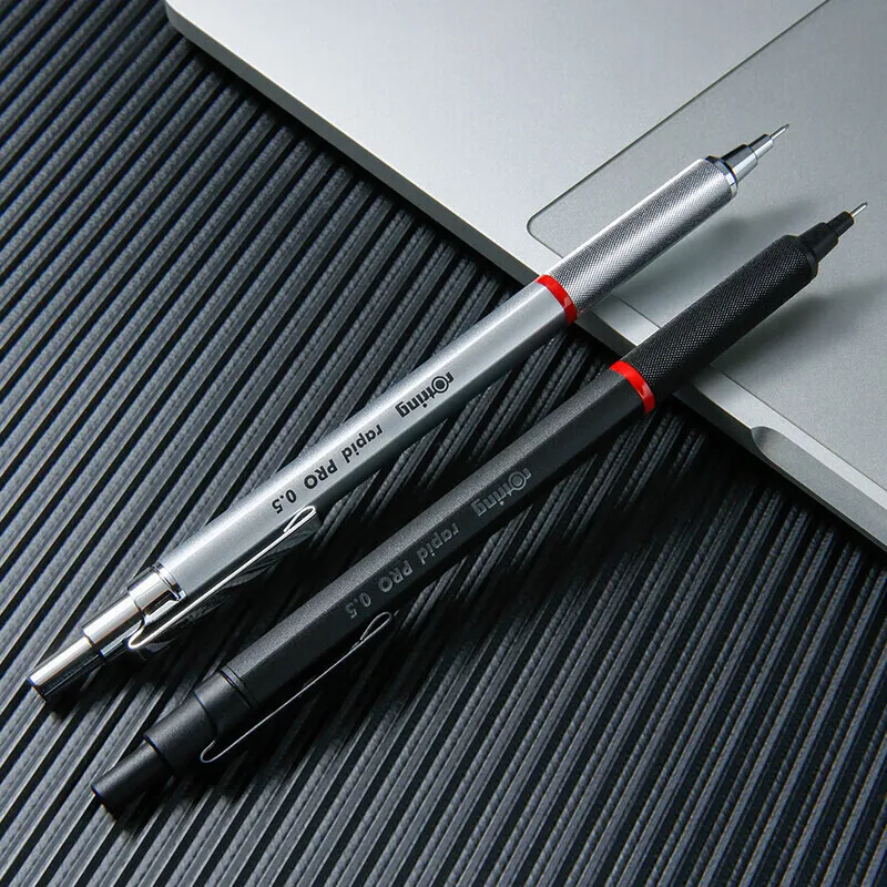 rOtring Rapid PRO Mechanical Pencil, 0.5mm/0.7 mm,Silver Chrome/Matte Black Professional Automatic Pencils for Sketching Drawing