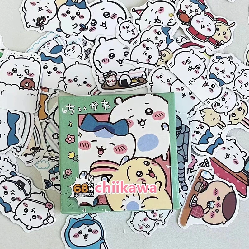 68pcs Chiikawa Stickers Gift Box Cartoon Cute Usakijii Waterproof Sticker Water Cup Luggage Decoration Handbook Gift