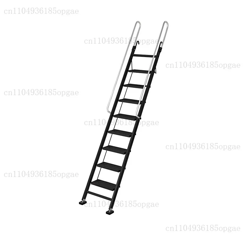 

Household Aluminum Alloy Attic Ladder Thickened Engineering Ladder Mobile Folding Telescoping Cabinet Stairs
