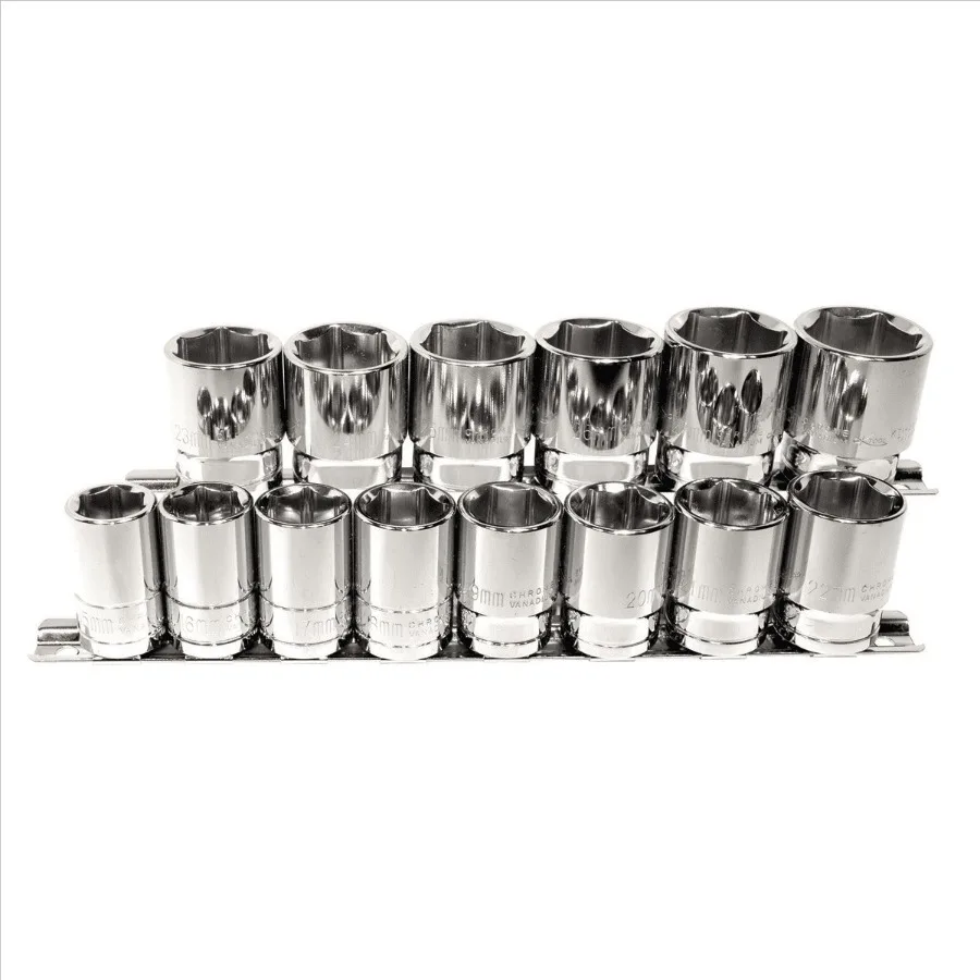 

K-Tool 28100 14-Piece 1/2-Inch Drive 6-Point Shallow Short Metric Socket Set for Automotive Repair and Mechanical Maintenance D