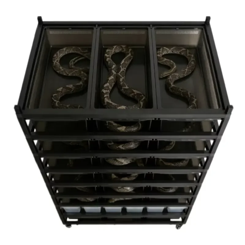 for Professional Modular Reptile Breeding Rack System with Heated Enclosures for Snakes and Geckos