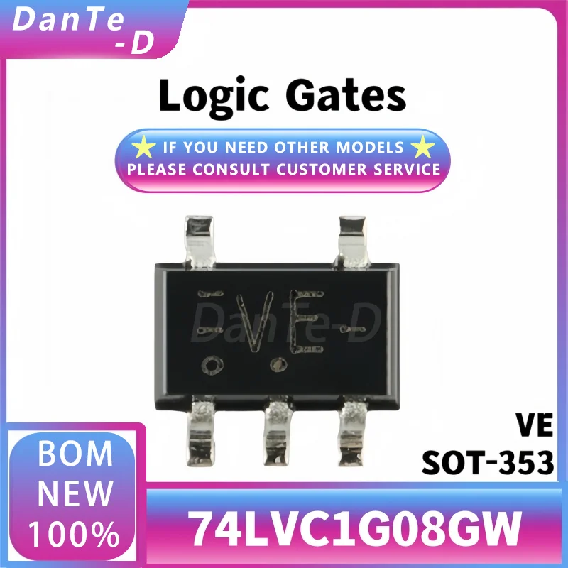 50PCS 74LVC1G08GW,125 SOT-353 single 2-input AND gate silk screen VE new original