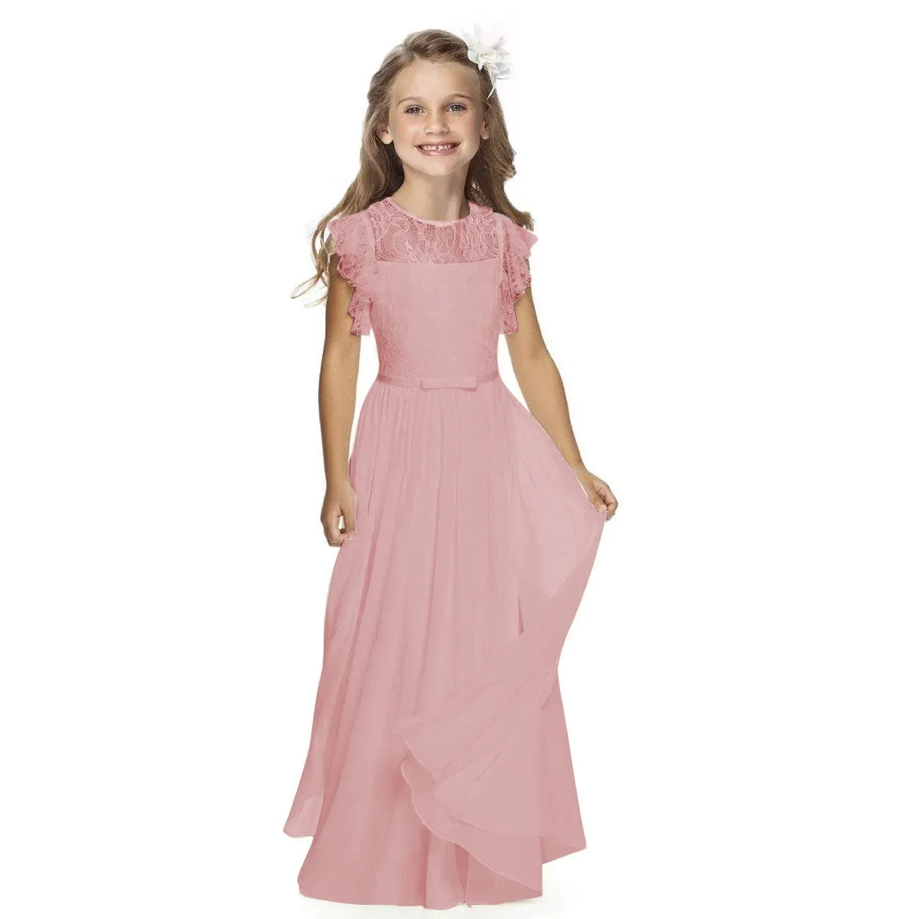 Vestido De Noiva Infantil De Renda, Roupa De Aniversário, Menina De Flores, Chiffon, Transfronteiriço, Performance Da Europa E América