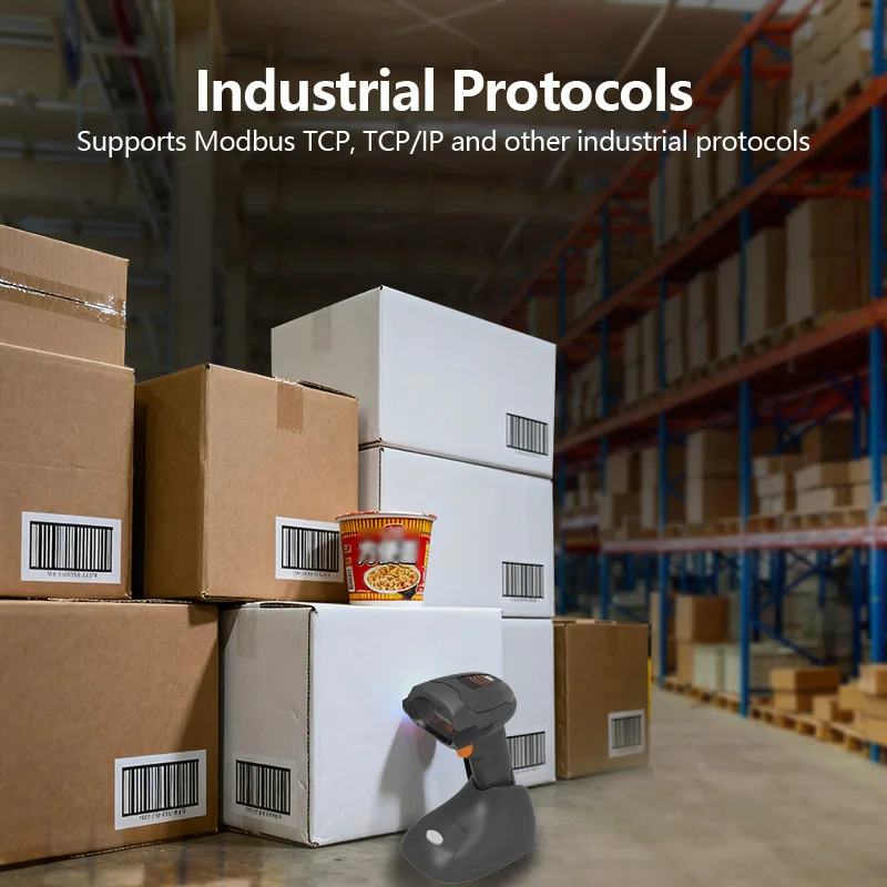 LONVILL 2600mAh Long Life Battery Multi Protocol Modbus TCP Ethernet Wireless Barcode Scanner for Industrial Warehouse