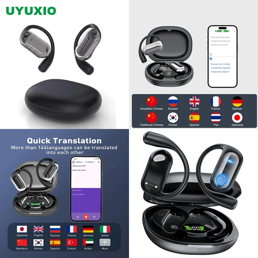 Language Translator Device BT 5.4 OWS OWS Earbuds No Subscription 4 Modes Real-Time Translation 144 Languages Open-Ear Auto
