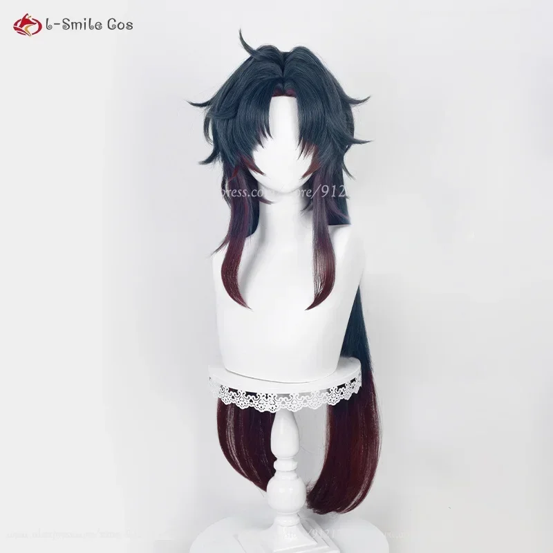 Game Wigs Blade Cosplay Wig 100cm Dark Blue Gradient Red Hair Heat Resistant Halloween Party Anime Wigs Wig Cap