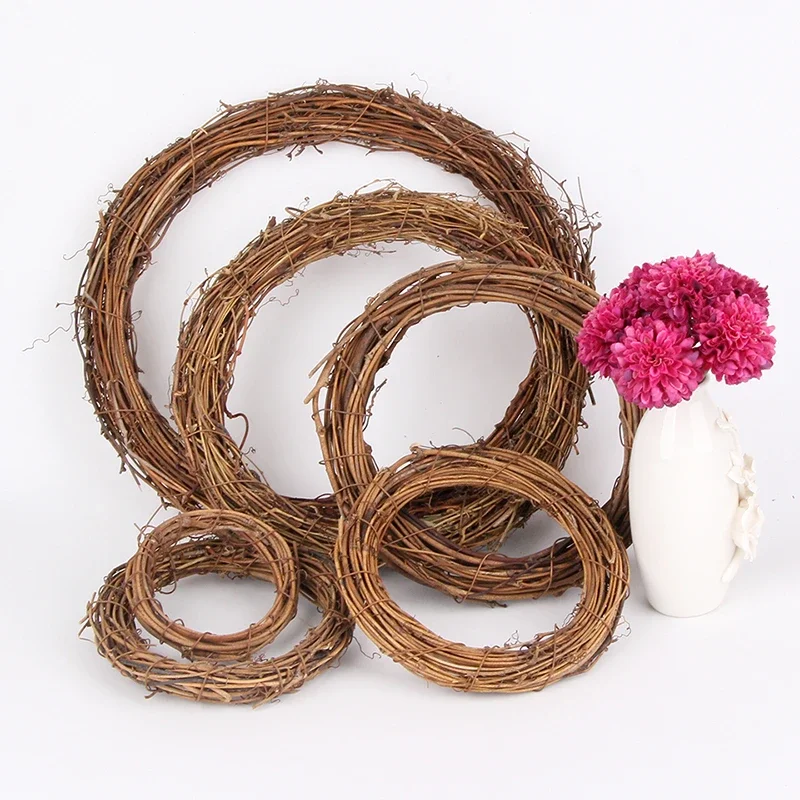 Christmas Natural Rattan Wreath Pine Branches Berries Cones For Christmas Wreath Supplies DIY Home Door Party Decorations