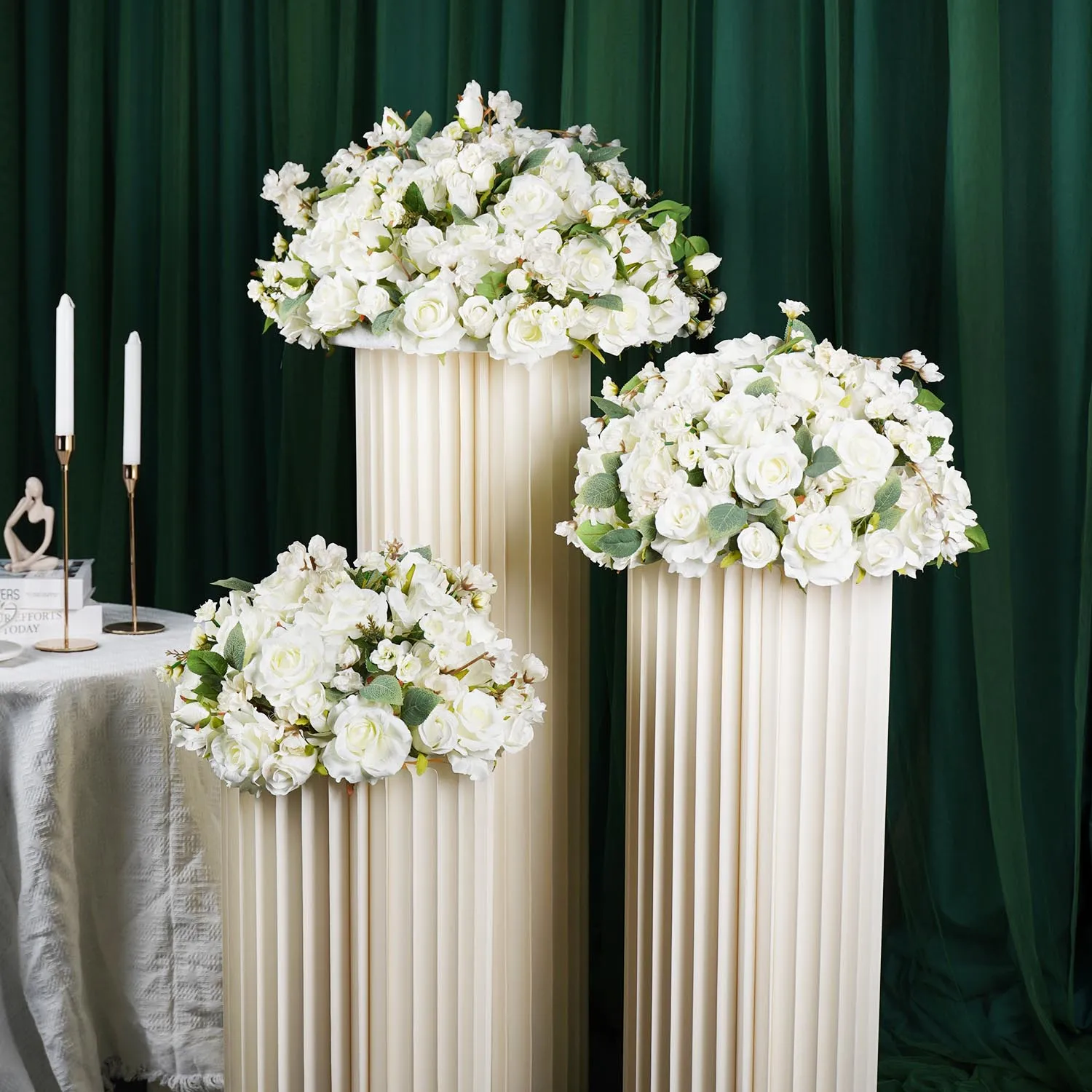 

30/35/40cm White Rose Hydrangea Artificial Flower Ball Table Centerpiece Wedding Party Backdrop Decor Floral Ball