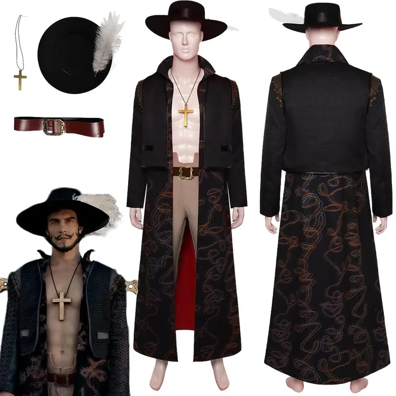 Dracule Mihawk-abrigo de fantasía para Cosplay, sombrero de acción en vivo de TV, disfraz de una pieza para Cosplay, bata de fantasía para hombres y adultos, tocado