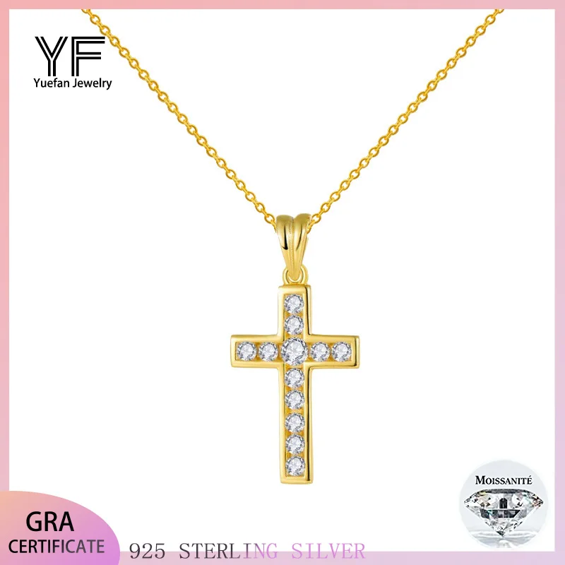 

2.5mm Moissanite Cross Necklace for Men And Women Silver 925 GRA Certified Pendant Jewelry Speed Passion Gift