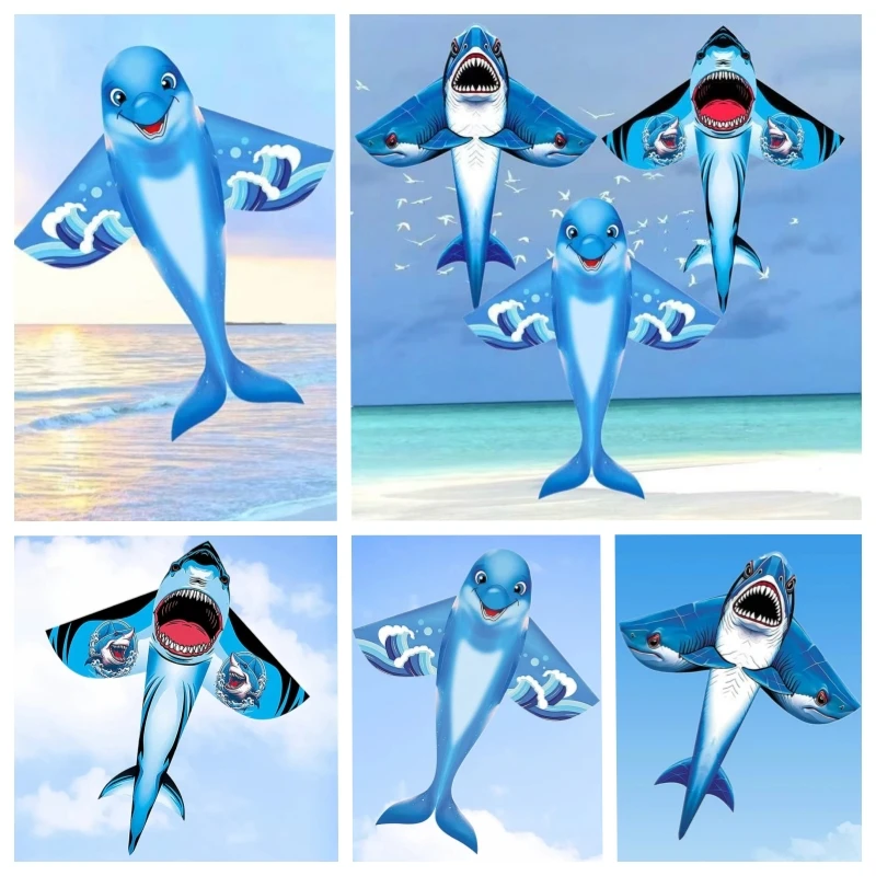 Nieuwe haai vliegeren dolfijnen vlieger nyion stof vliegeren volwassen wind vlieger kinderen draaiende jongen touw vlieger surfen Breezemoon