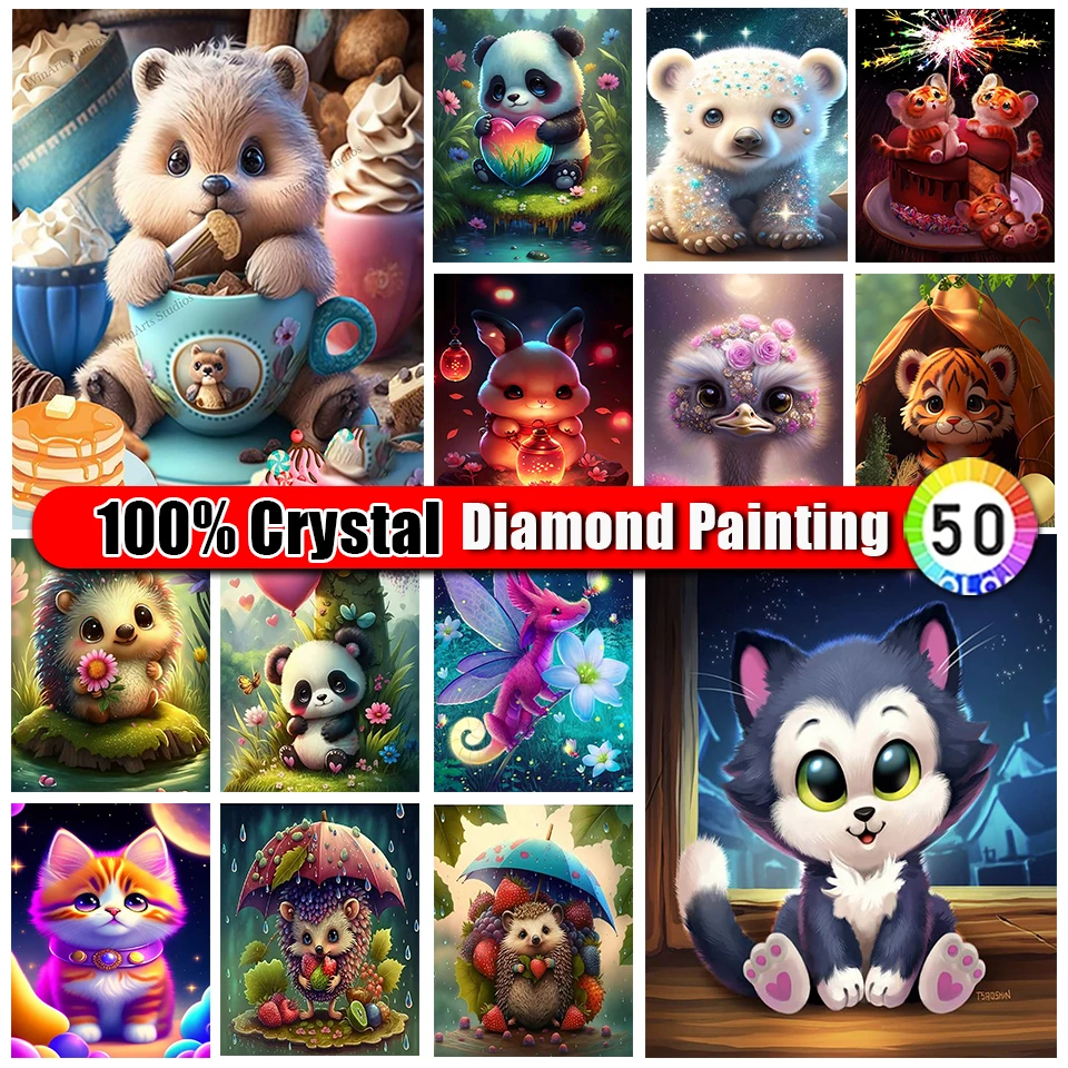 

Merdika 100% Crystal Diamond Embroidery Animals Cat DIY Full Diamond Painting Cartoon Mosaic Rhinestones Pictures Complete Kit