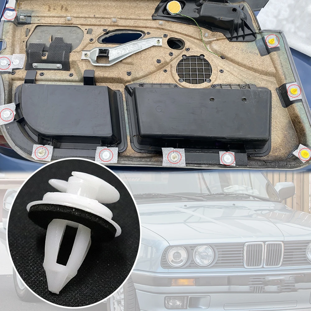 Clips de remache de Panel de puerta, Clips de remache para BMW E30, 1982-1988, 1989, 1990, 1991, 1992, 1993, 1994, 316i, 318i, 320is, 324d, 325e,