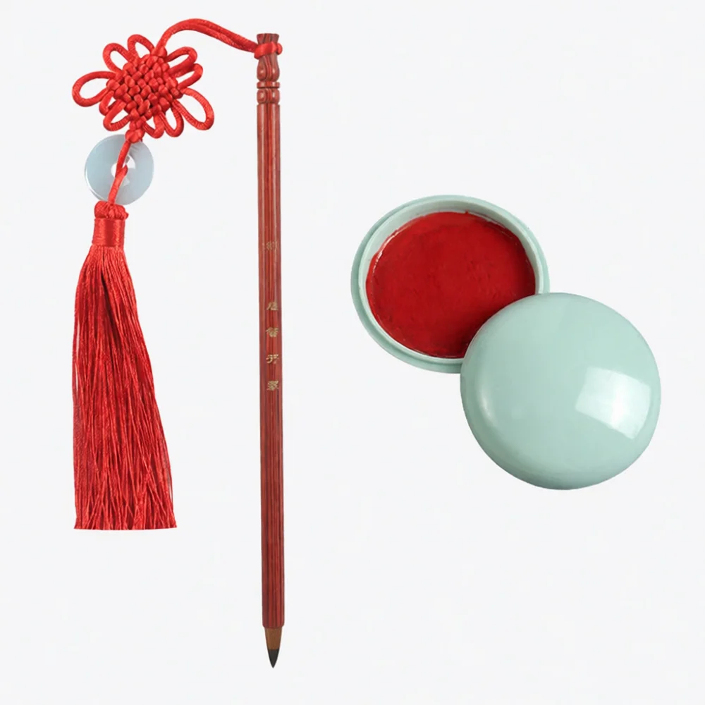 Traditional School Commencement Ritual Brush For Pupils Enlightenment Gift Wooden Cinnabar Dotting Stationery Accessory
