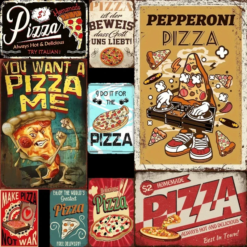 

1pc Pizza Metal Sign Food Sign Wall Art Decoration for Clubs, Bars, Cafes, and Restaurants 8x12 Inch