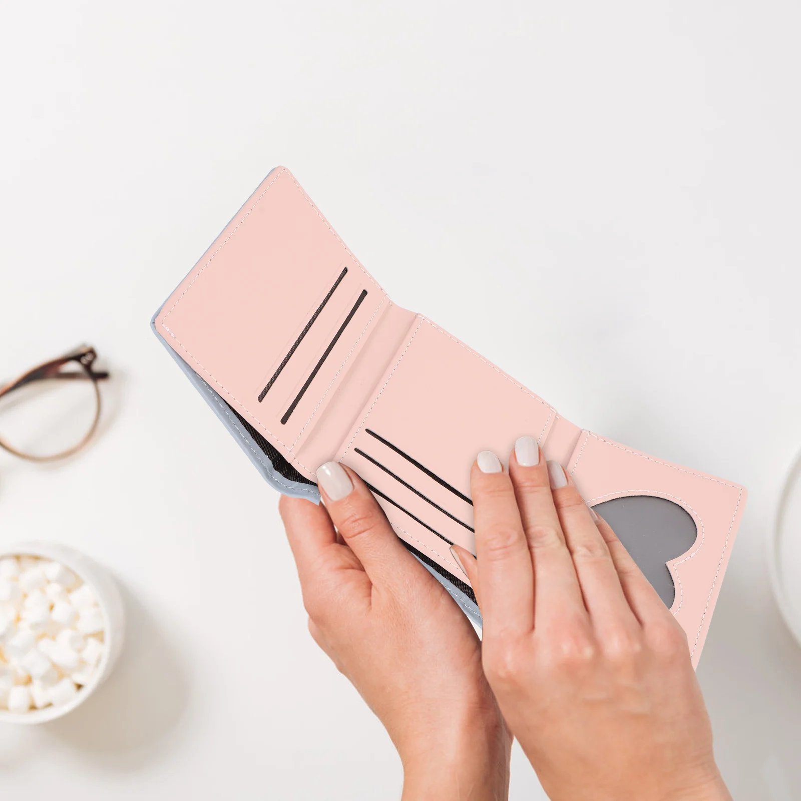 

Small Flower PU Tri-Folded Wallet Card Holder Coin Purse for Women Lightweight Practical Wallet Card Holder