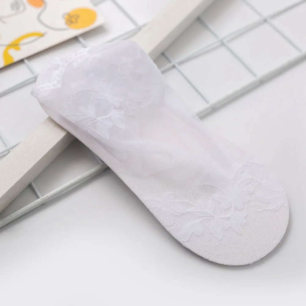 

Sweet Transparent Spring and summer Lace Cotton Non-slip Shallow mouth Boat socks Leaves socks Mesh hosiery