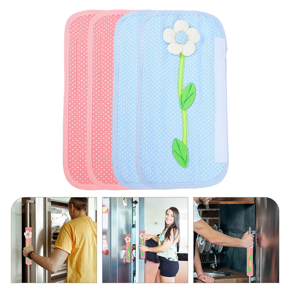 

4Pcs Refrigerator Handle Covers Decorative Kitchen Appliance Protector for Fridge Oven Dishwasher Anti-Fingerprint Stain