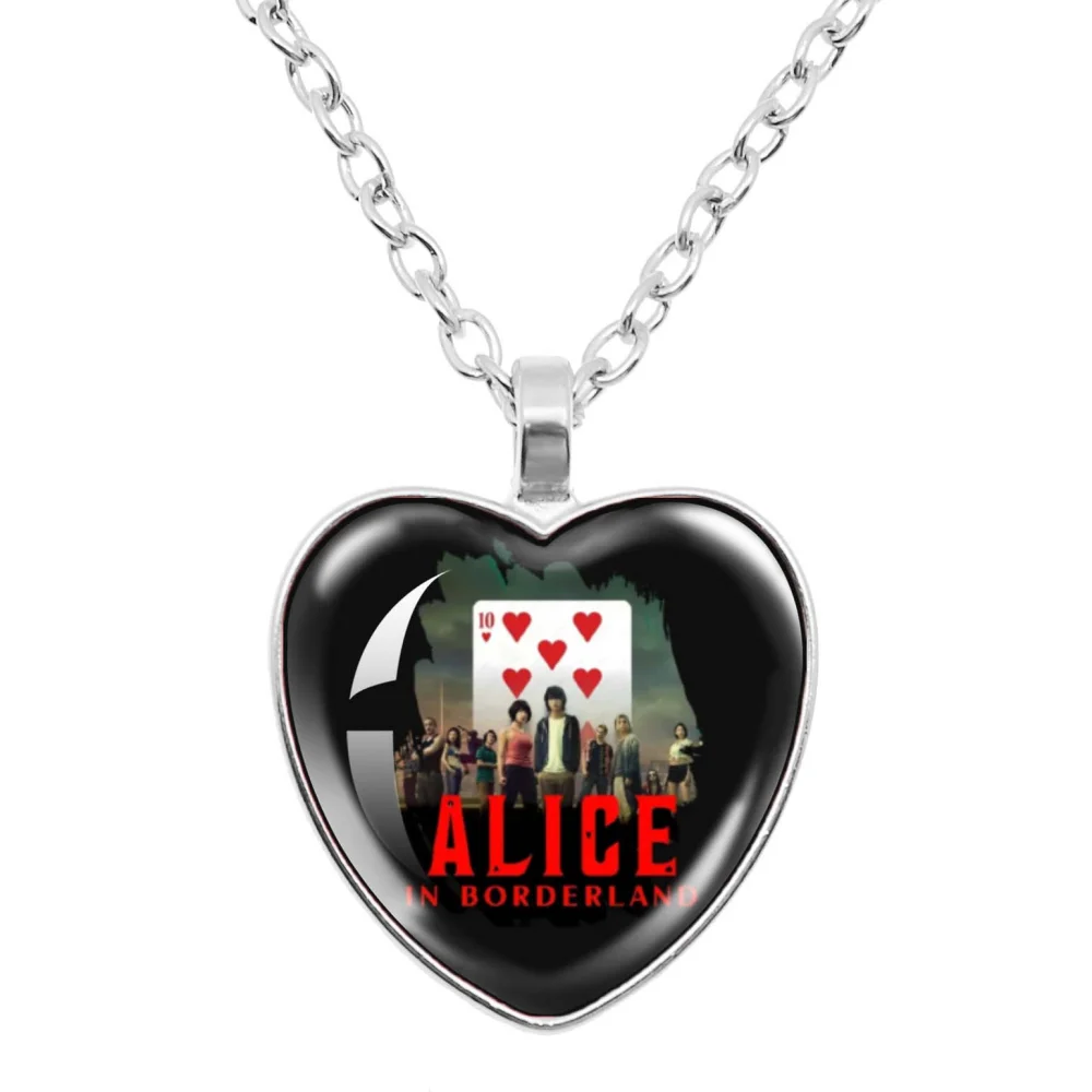 Alice in Borderland Necklace Japan TV Chishiya Kuina Glass Heart-Shape Pendant Necklace Charm Jewelry Ornament Accessories Fans