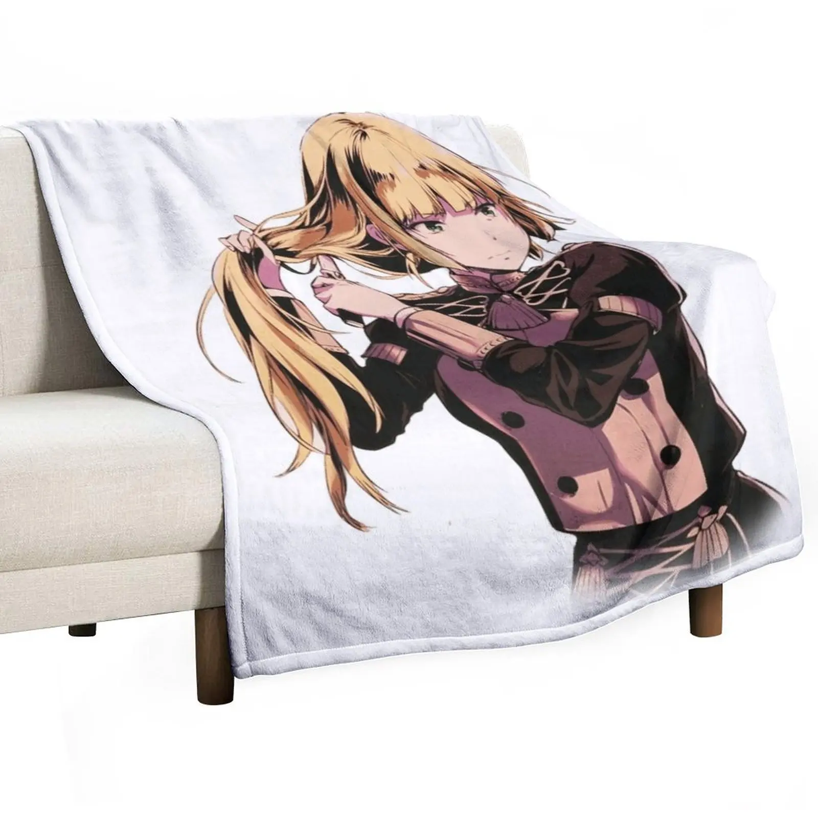 Ingrid from Fire Emblem: Three Houses Trying to Comb her Hair - Videogame Throw Blanket Flannels Blankets For Baby Blankets