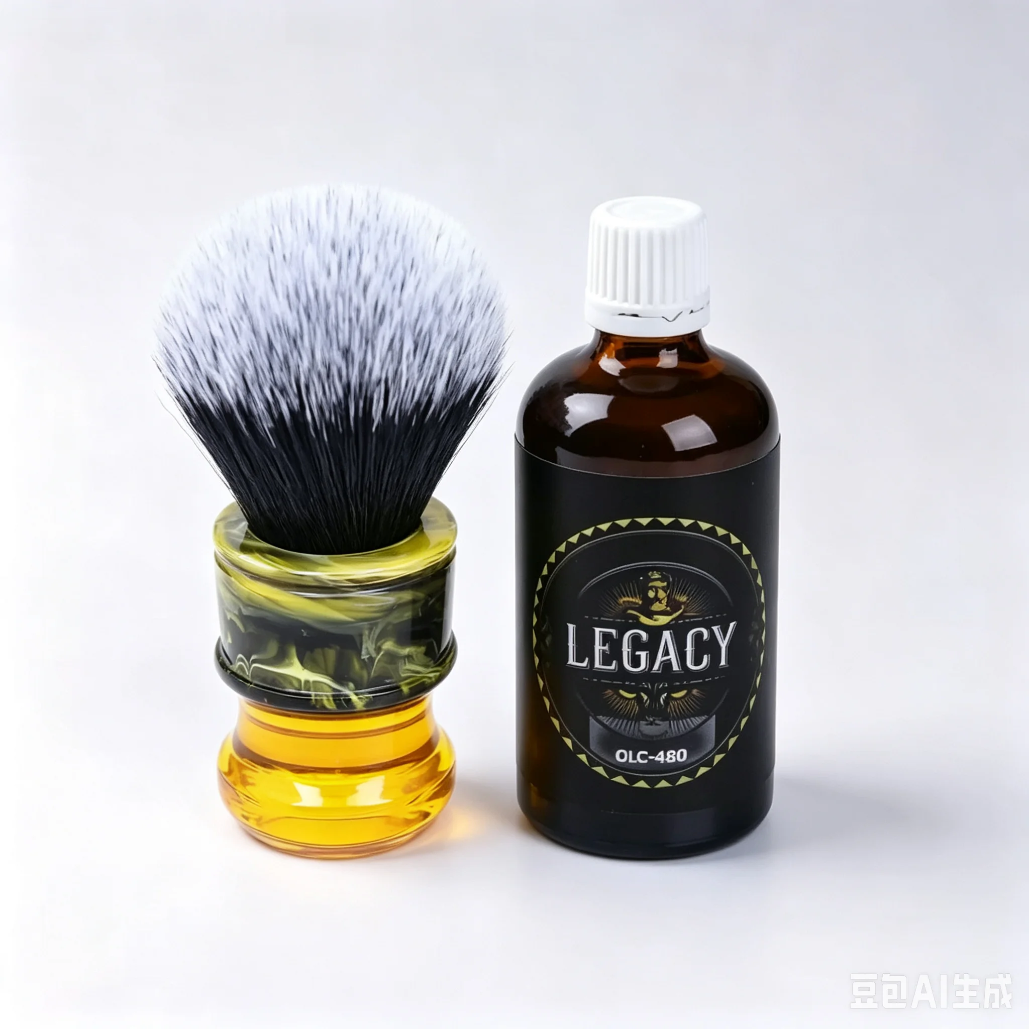 2026-yaqi-24mm-men-wet-shave-brushes-and-lotion-sagrada-familia-black-white-tuxedo-synthetic-fibre-resin-handle