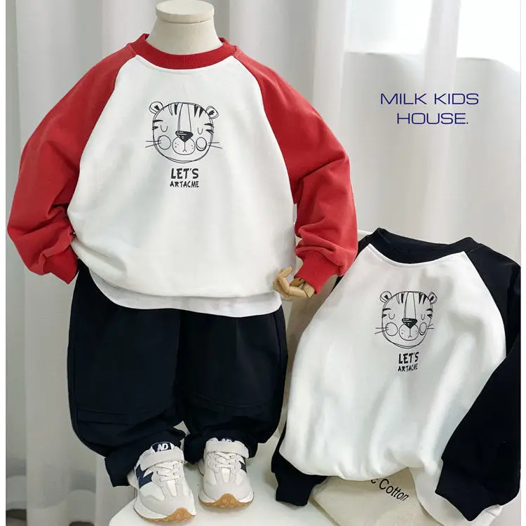 

Boys' Spring and Autumn Pure Cotton Raglan Sleeve Sweater 2022 New Baby Leisure Long Sleeve Top Clothes T-shirt