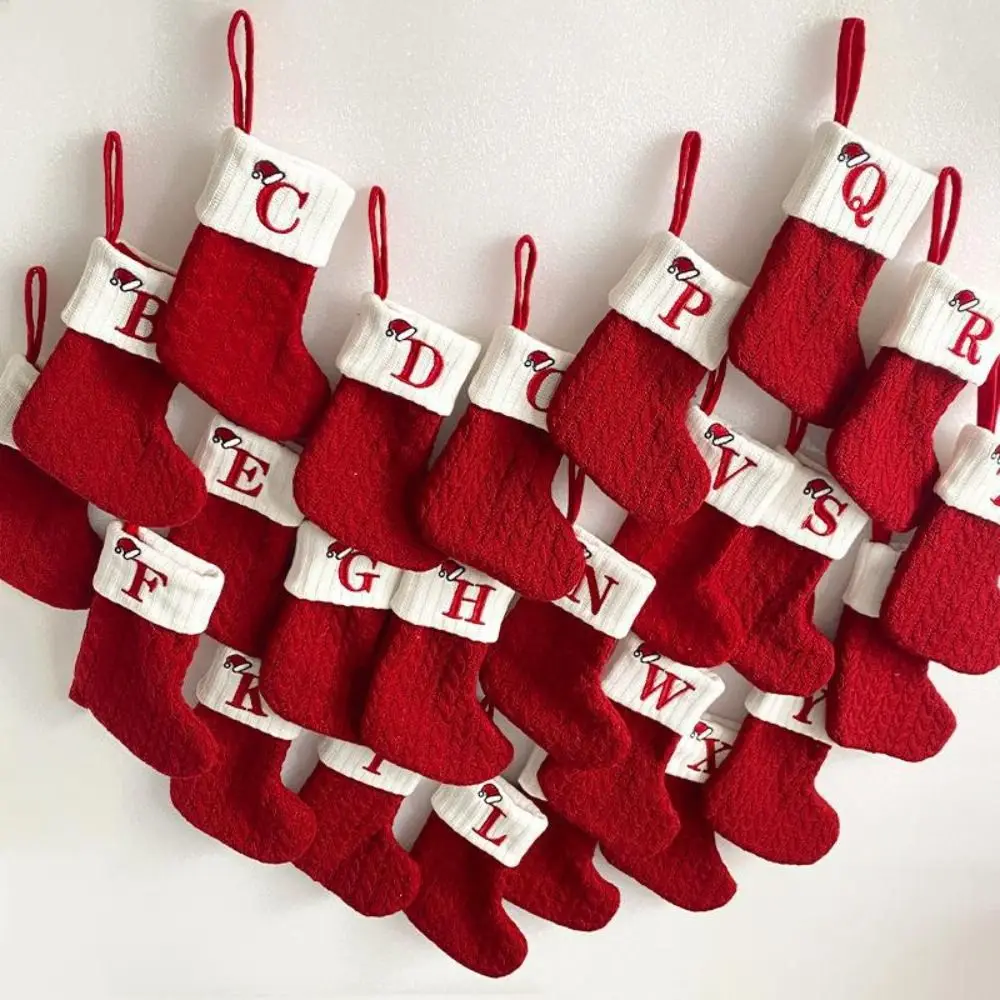 Large Capacity Christmas Alphabet Knitted Socks Exquisite Festival Candy Gift Bags Thickened Letter Knitting Socks Navidad