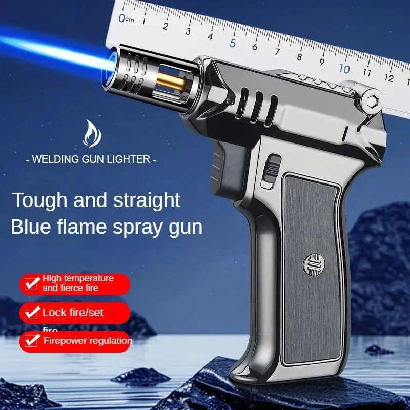 Multipurpose High Temperature Welding Gun Inflatable Lighter Outdoor Windproof Butane Gas Turbo Metal Lighter Men\'s Somking Tool