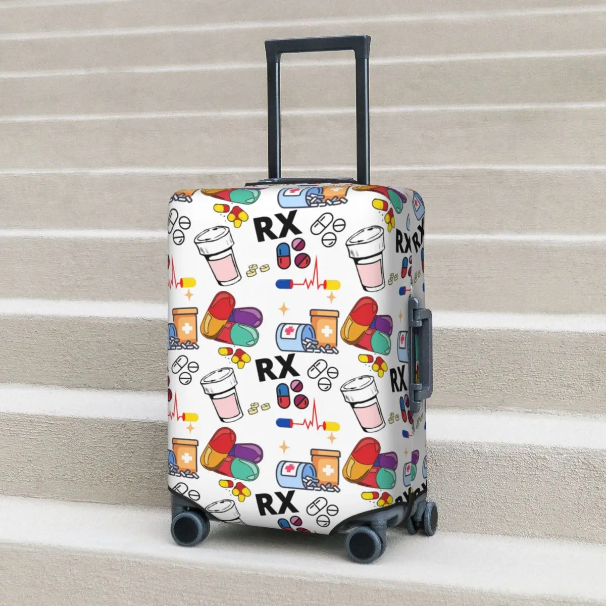 

Аптечный узор Таблетки RX Чехол для чемодана Эластичные защитные чехлы для дорожного багажа на 18-32 дюймов