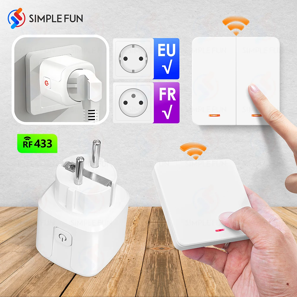 Wireless Socket Remote Control Switch EU FR Plug 230V 220V 16A 86 Wireless Wall Switch,Electrical Outlet for Home Appliance Lamp