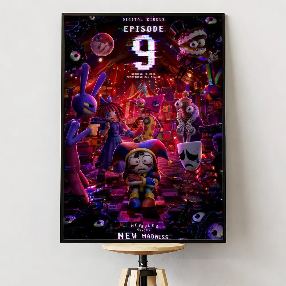 Animation A-Amazing D-Digital Circus Poster, PP, selbstklebendes, dekoratives Poster, wasserfest, für Wohnung, Schlafzimmer – Detail 4