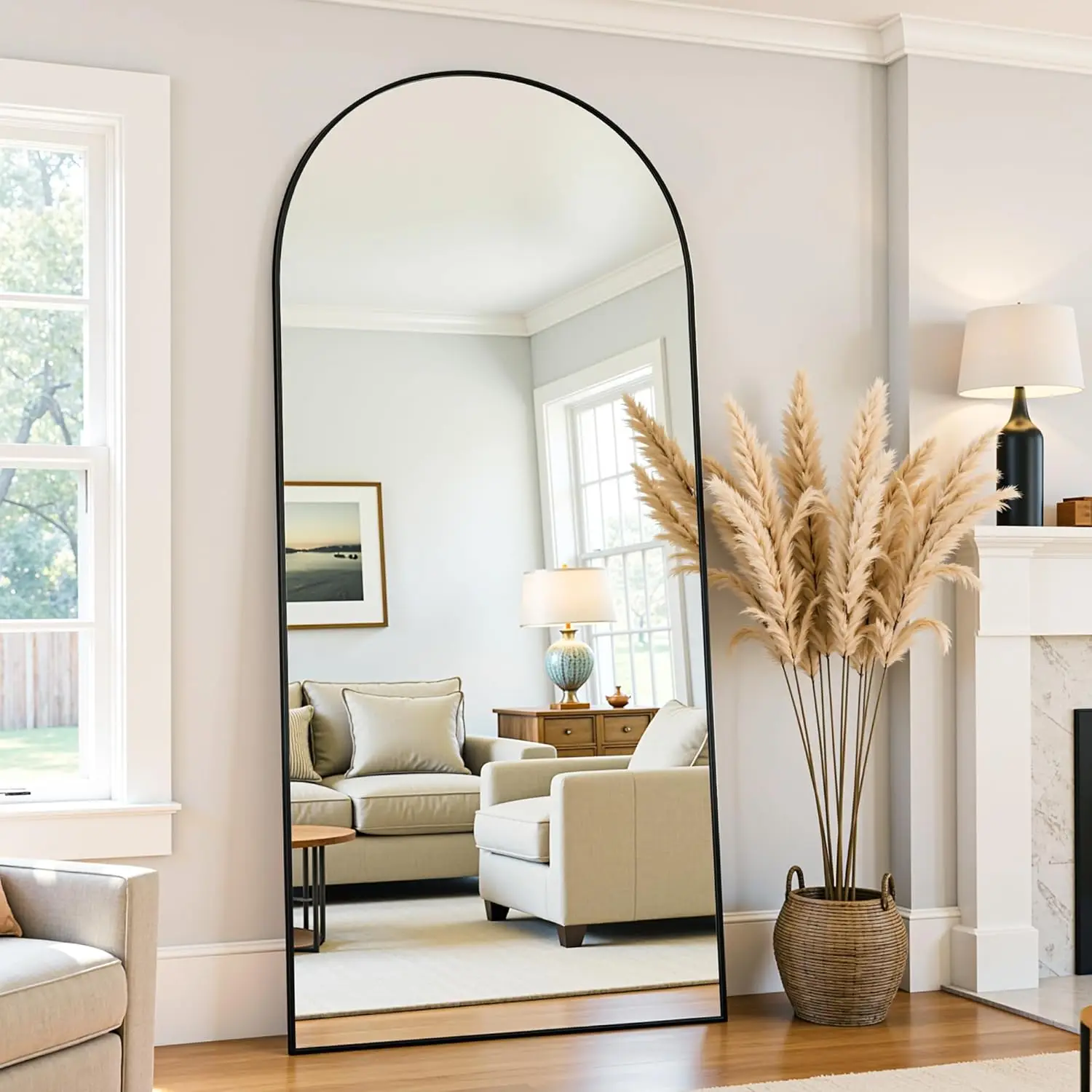 [Vendita calda! ]Specchio a figura intera, specchio da pavimento oversize da 71"x32" indipendente, specchi da pavimento a specchio per tutto il corpo con supporto,