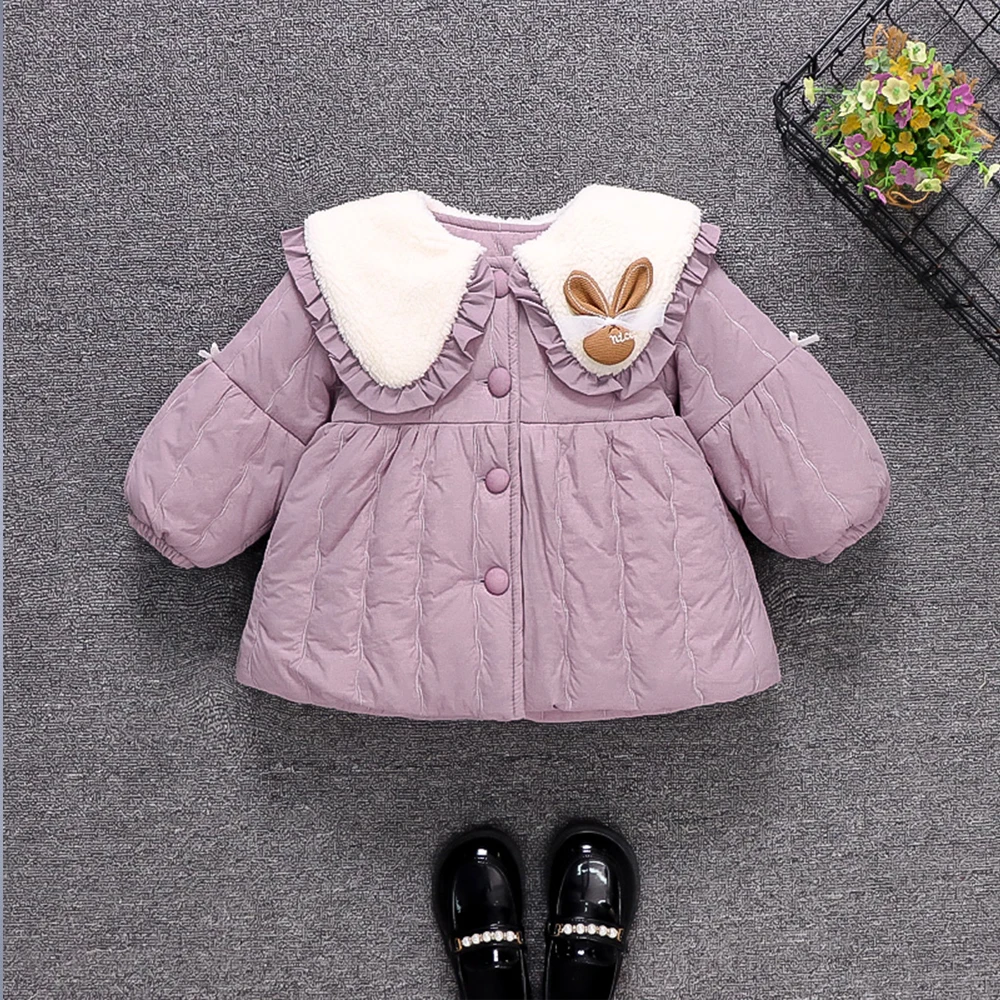 Autumn And Winter New Girls\' Cotton Jacket Children\'s Plush Thick Coat Warm Cotton Clothing