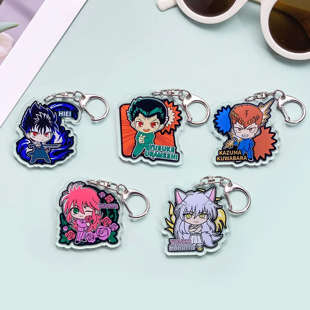 شخصيات أنيمي YuYu Hakusho العصرية سلسلة مفاتيح مصنوعة من الأكريليك اكسسوارات حقيبة السحر لطيف على ظهره قلادة حلقة رئيسية هدايا للأصدقاء