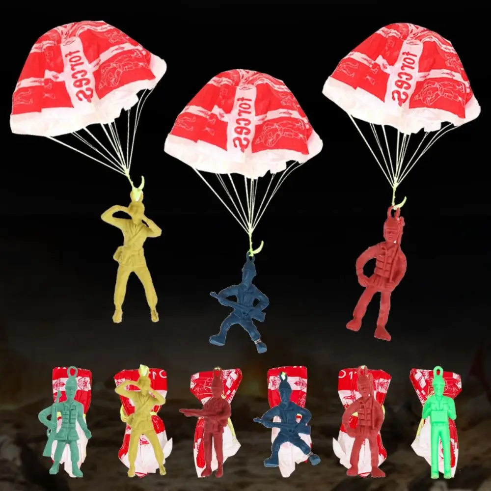 

10pcs Figure Soldier Hand Throwing Parachute Toy Funny Sports Jump Parachute Soldier Sports Play Play Game Mini