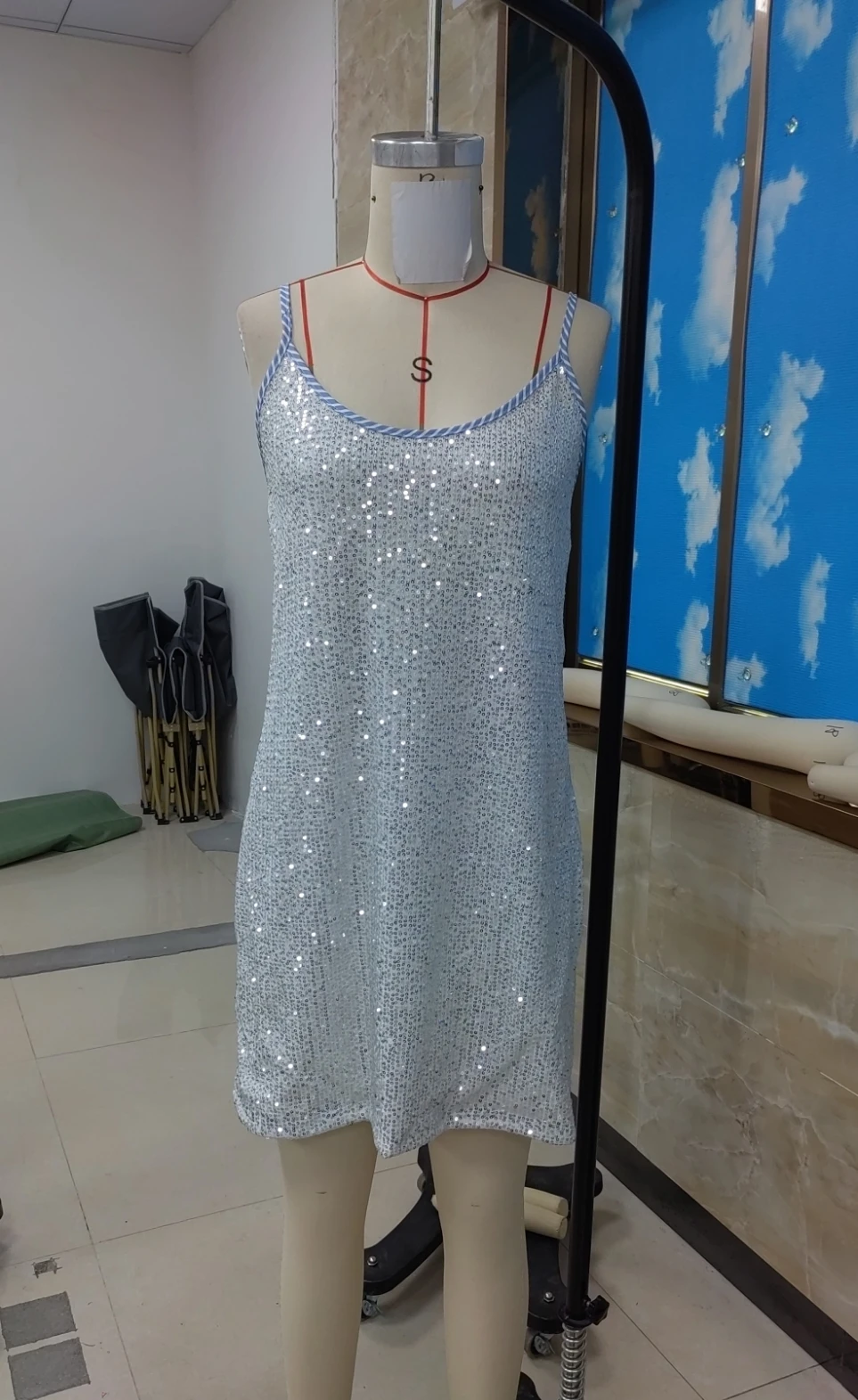 

Women Y2K Coquette Spaghetti Strap Sleeveless Dress Summer Sparkle Sequins Mini Party Dress Cocktail Beach Streetwear
