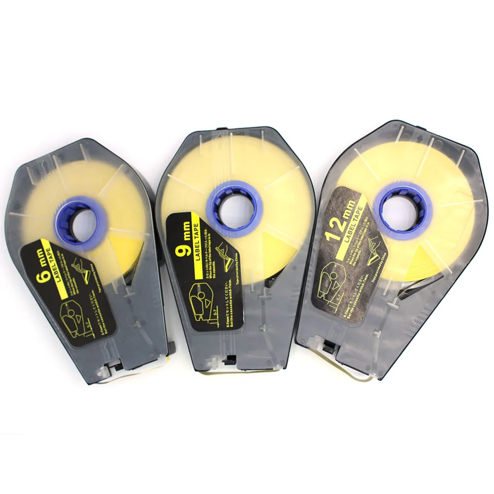 10pcs Cassette Tape label TM-1106 TM-1109 TM-1112 6mm 9mm 12mm white yellow Stickers For cable ID Printer mk2500,m-1pro 11,m-11