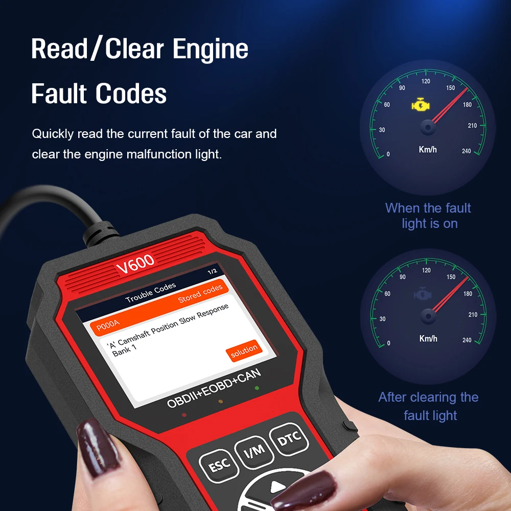 OBDII V600 Automotive Scanner Check Code Reader Engine Car Diagnostic Scanner Code Reader for Cars and Trucks