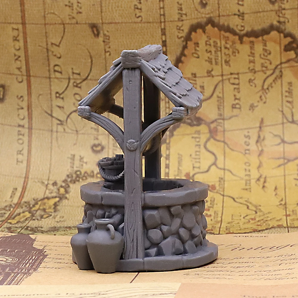 Unpainted Medieval Well Scenery Miniature, Tabletop Wargame RPG Terrain Accessory for Fantasy Role Playing Game