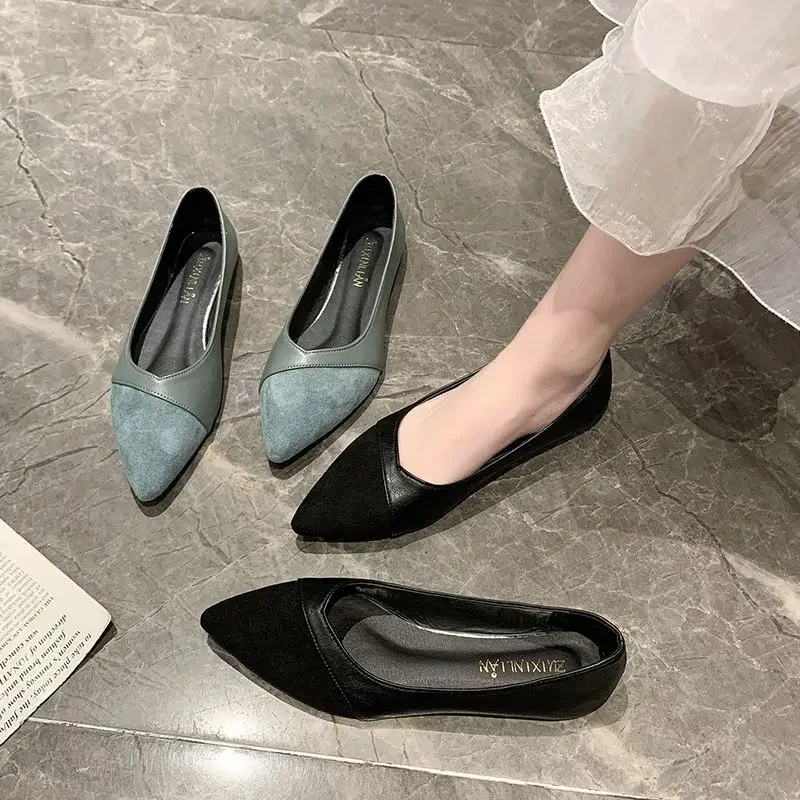 Low Heel Elegant Pointed Toe Woman Flats Non Slip Shoes For Women Hot Trendy Price Trend Cheap Liquidation Clearance