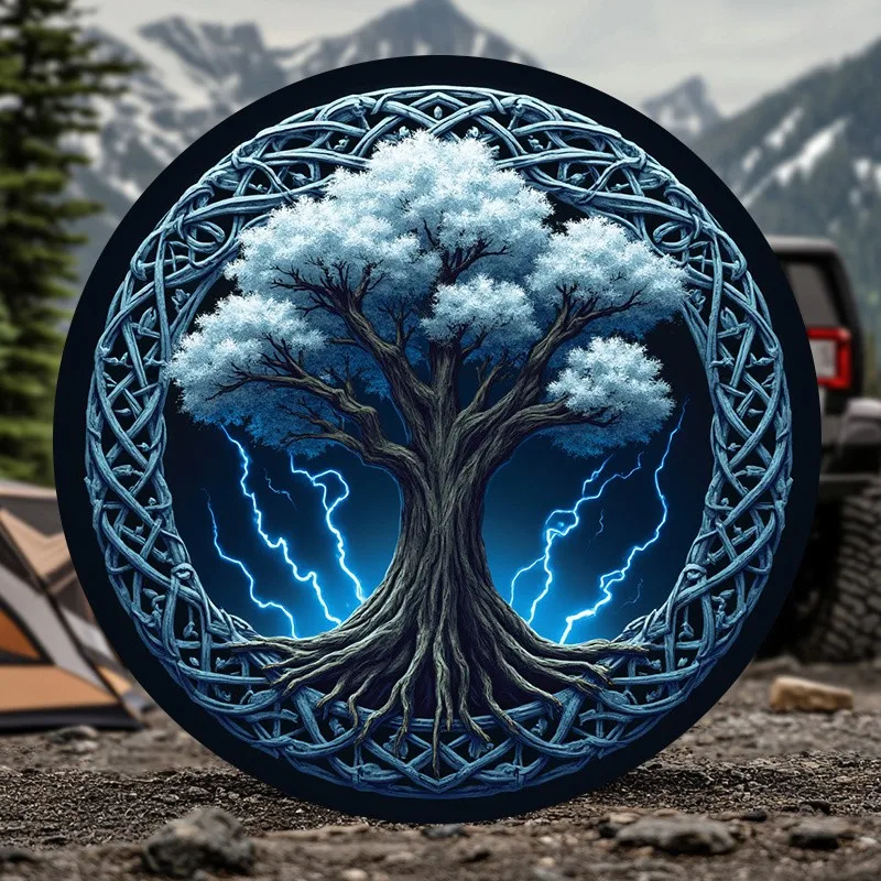 

Чехол для запасного колеса с изображением Кельтского Древа Жизни, Скандинавский Йгдрасиль, Зимний виниловый универсальный защитный чехол для колес внедорожников